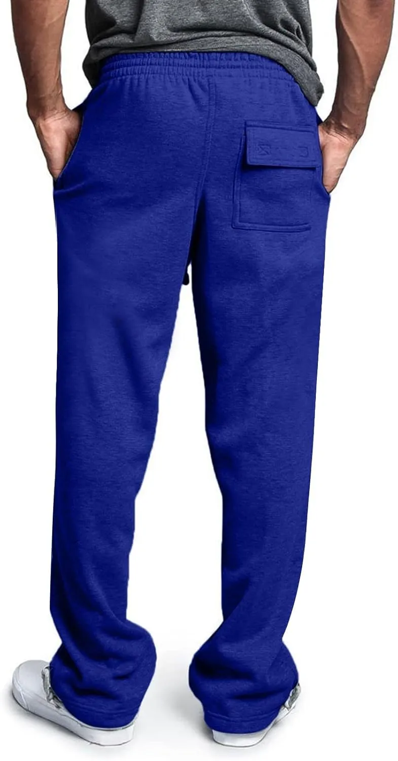 2023 Mens Heavyweight Fleece Sweatpants Workout Jogger Pants Elastic Waist Drawstring Baggy Cargo Pant Trousers with Pockets
