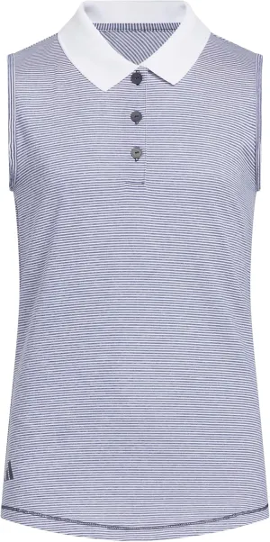 adidas Women's Ottoman Striped Sleeveless Polo Shirt