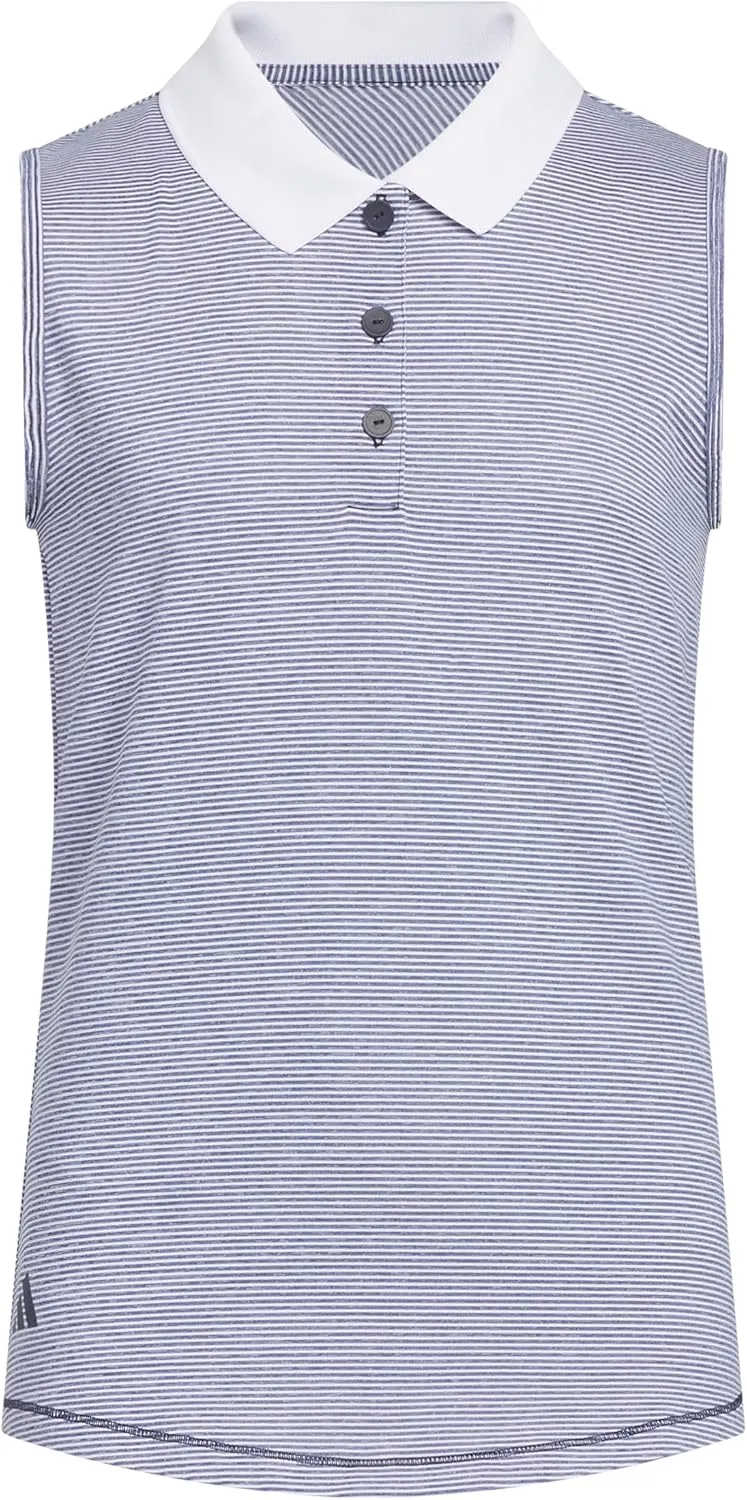 adidas Women's Ottoman Striped Sleeveless Polo Shirt