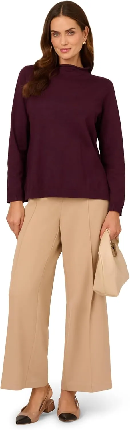 Adrianna Papell Women's Mock Neck Step Hem Sweater