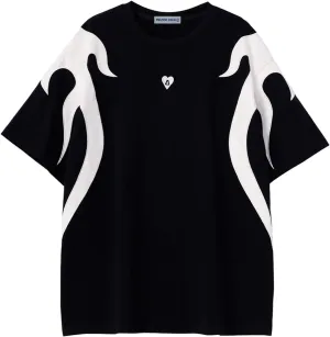 Aelfric Eden Men's Oversized T-Shirts Unisex Black White Tshirt Short Sleeve Vintage Graphic Tee Summer Casual Contrast Color Tops L