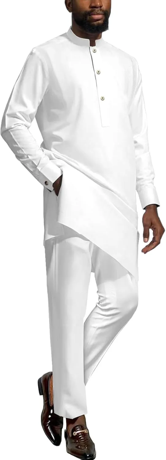 African Dashiki Suits for Men Shirt Pants 2 Piece Set Outfit Nigerian Clothes Wedding Attire Clothing
