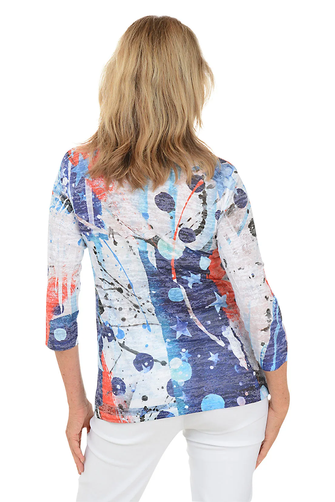 Americana Burnout High-Low Knit Top