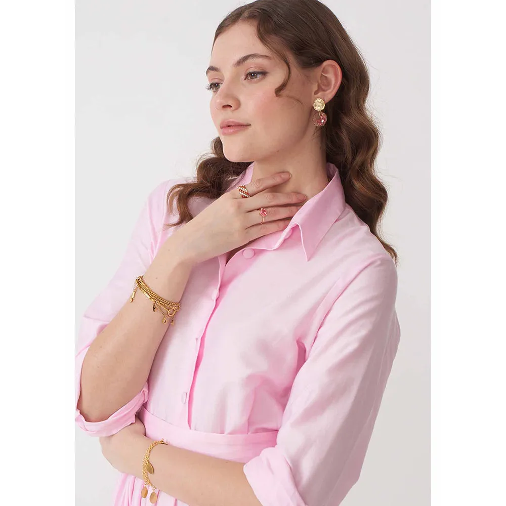 AMOSHI Pink Pleated Halo Dress with Belt (Set of 2)