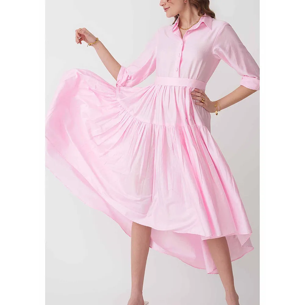 AMOSHI Pink Pleated Halo Dress with Belt (Set of 2)