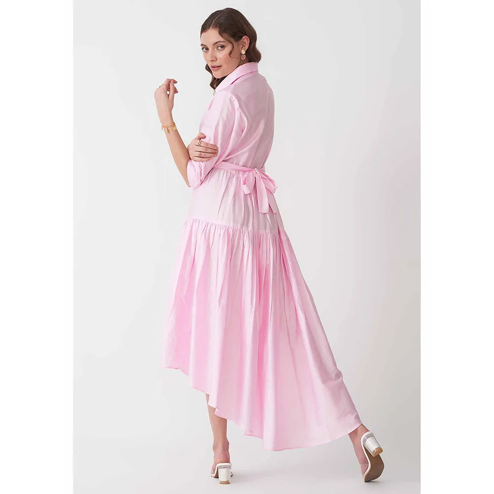 AMOSHI Pink Pleated Halo Dress with Belt (Set of 2)
