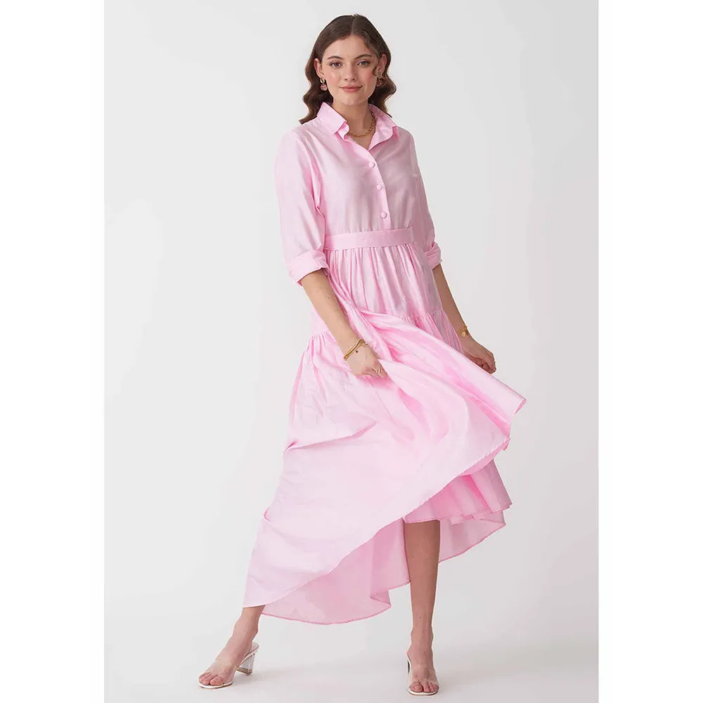 AMOSHI Pink Pleated Halo Dress with Belt (Set of 2)