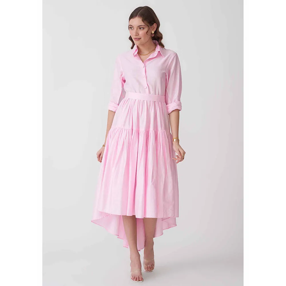 AMOSHI Pink Pleated Halo Dress with Belt (Set of 2)
