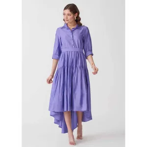 AMOSHI Purple Pleated Halo Dress with Belt (Set of 2)