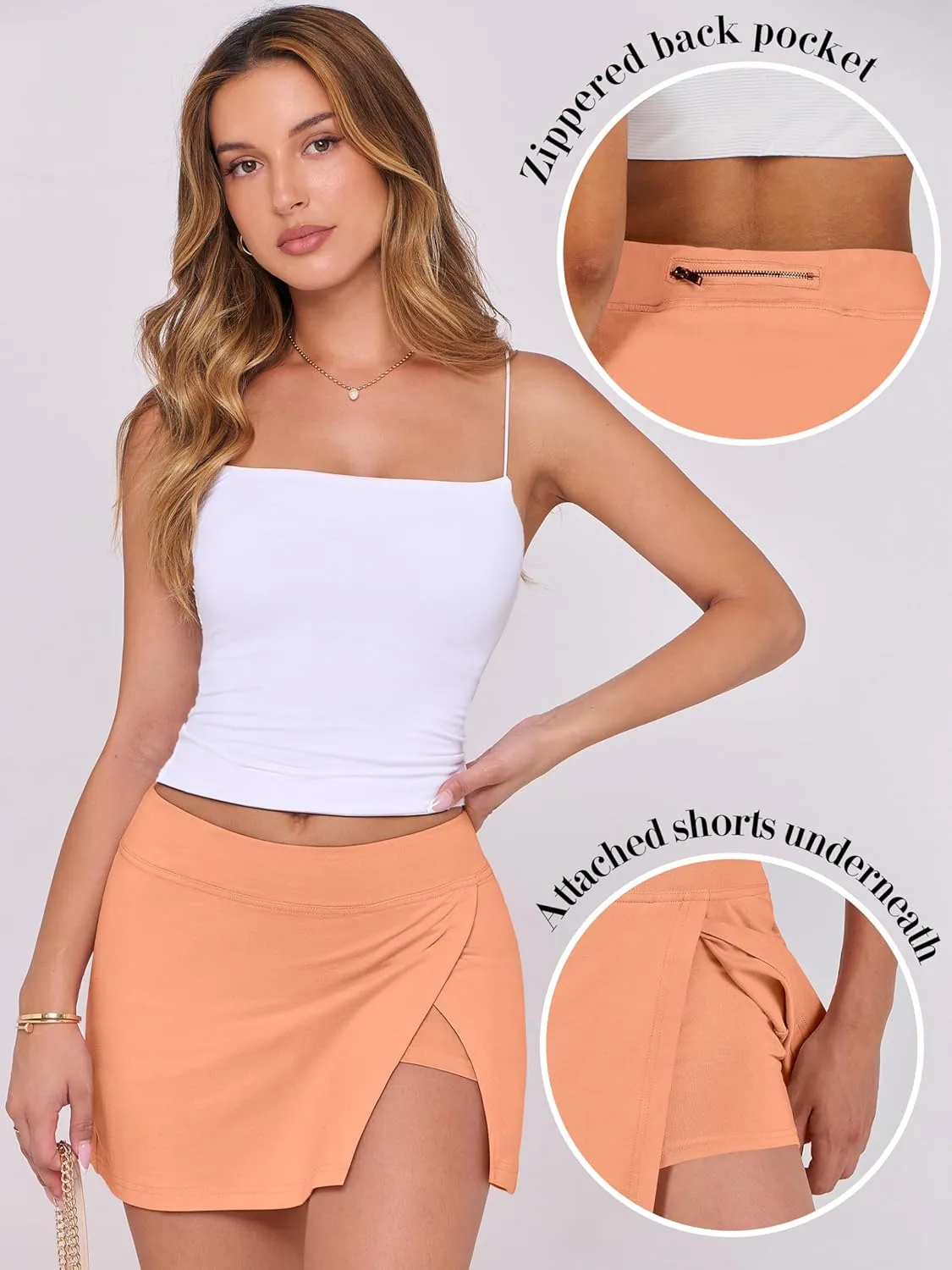 ANRABESS Women's Mini Skirt Skorts 2025 Summer Casual High Waisted Zip Back Inner Short Slit Bodycon Pencil Skirts