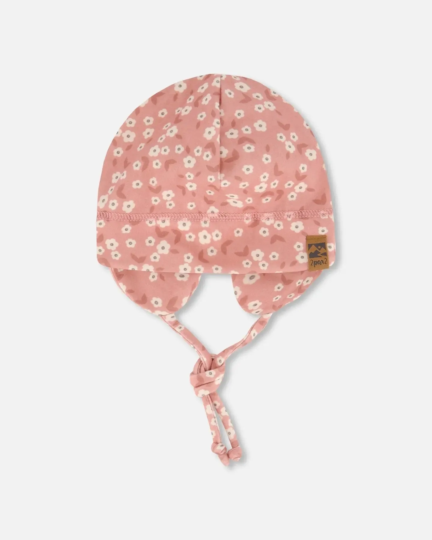 Baby Printed Mid-Season One-Piece Outerwear With Hat Small White Flowers On Pale Pink
