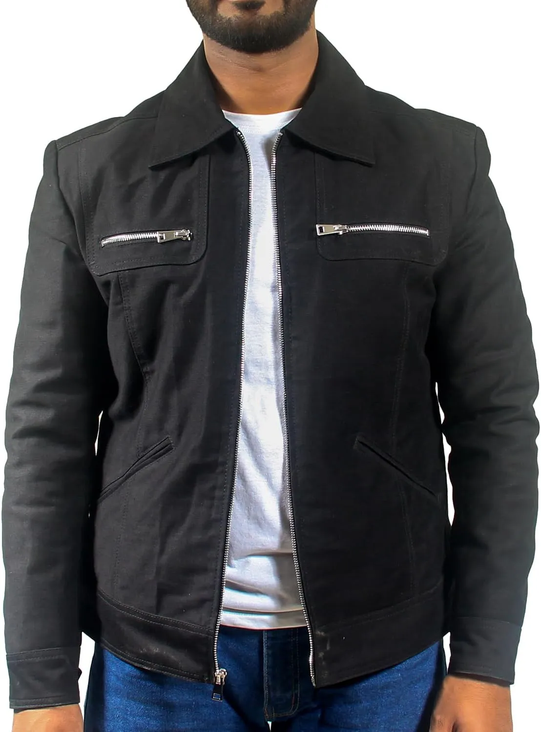 Black Denim Jean Jacket lightweight Concert & Work for Mens Fashion, Western, and Winter Trucker Styles in One Jacket