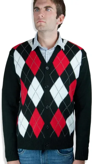 Blue Ocean Mens Cardigan Argyle Button Down Sweater