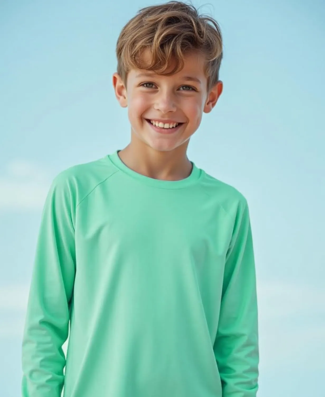 Boys Athletic Shirts Long Sleeve, Active T-Shirt Moisture Wicking Crewneck Dry Fit Tee Outdoor Running Tshirt