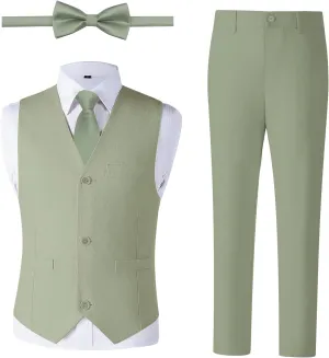 Boys Linen Suit, Toddler Wedding Tuxedos, Teens Boy Suits Set for Kids Beach Summer Outfits
