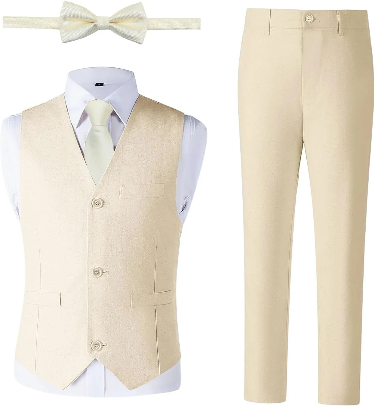 Boys Linen Suit, Toddler Wedding Tuxedos, Teens Boy Suits Set for Kids Beach Summer Outfits