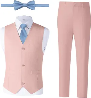 Boys Linen Suit, Toddler Wedding Tuxedos, Teens Boy Suits Set for Kids Beach Summer Outfits