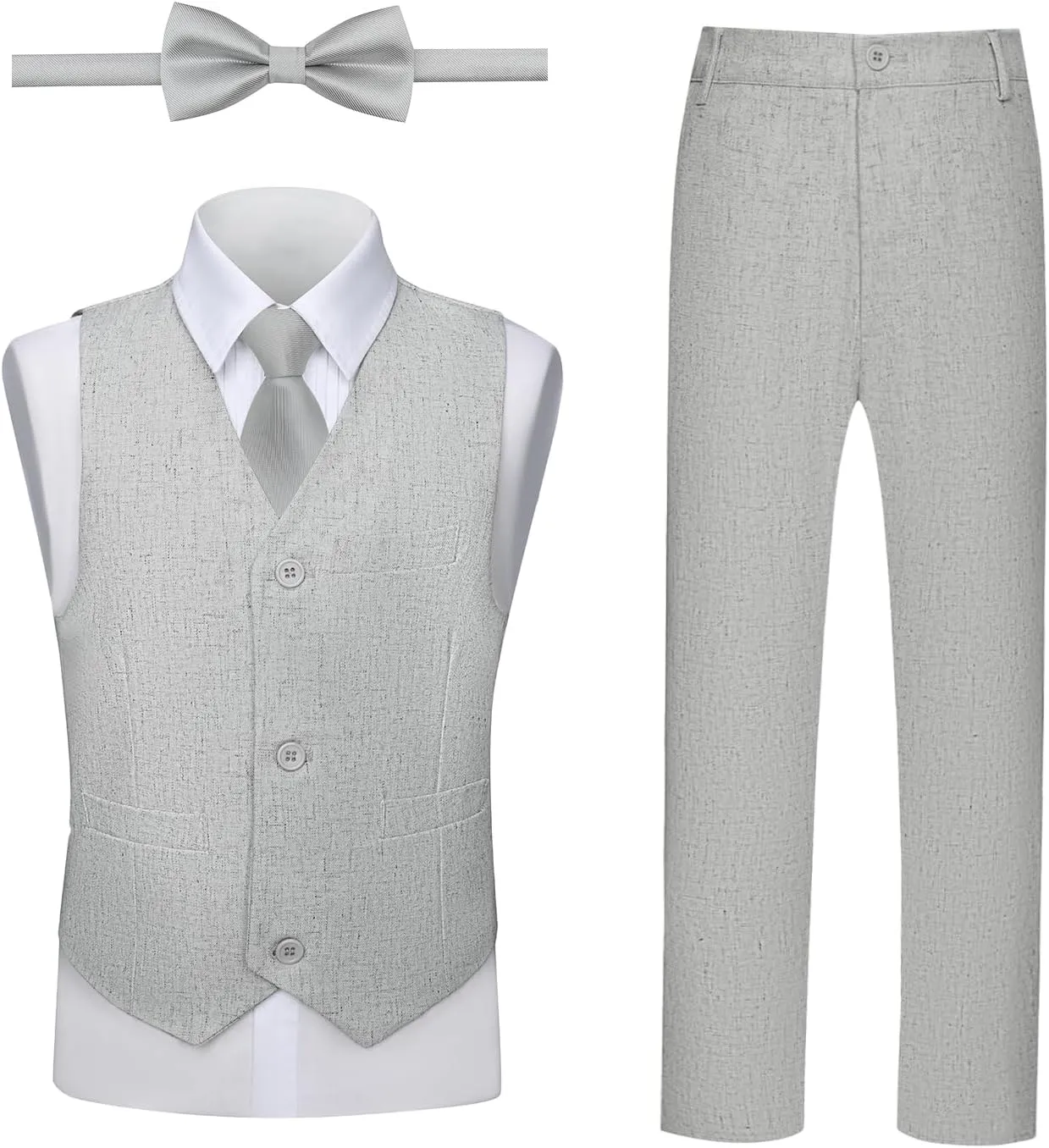Boys Linen Suit, Toddler Wedding Tuxedos, Teens Boy Suits Set for Kids Beach Summer Outfits