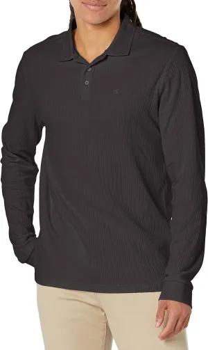 Calvin Klein Men's Long Sleeve Smooth Cotton Polo Shirt