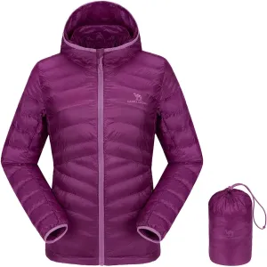 CAMEL CROWN Women's Lightweight Hooded Down Jacket Packable Puffer Insulated Coats
