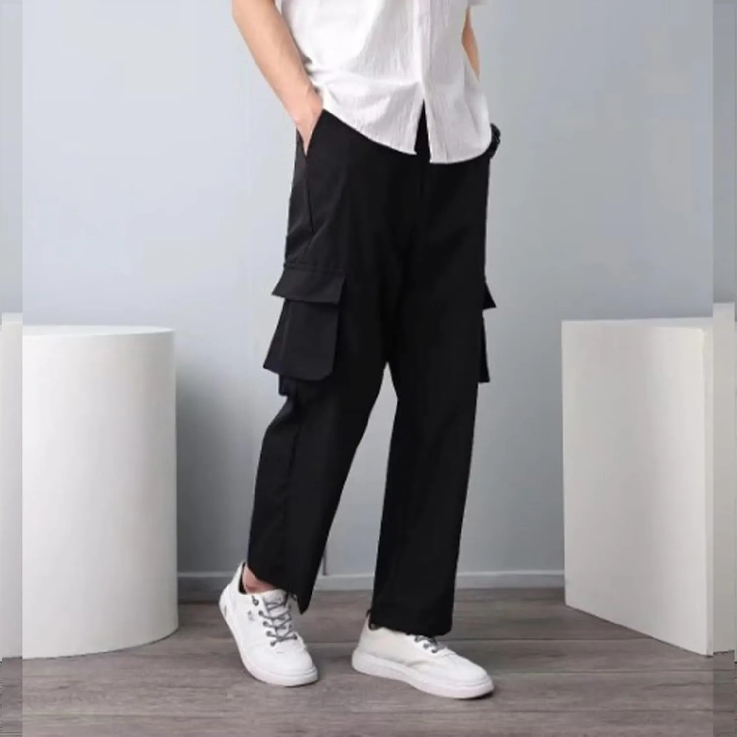 Cargo Pants for Men Motorcycle Cargo Pants Mens Cotton Slacks Wrinkle Cargo Jeans for Women Work Pants for Men's