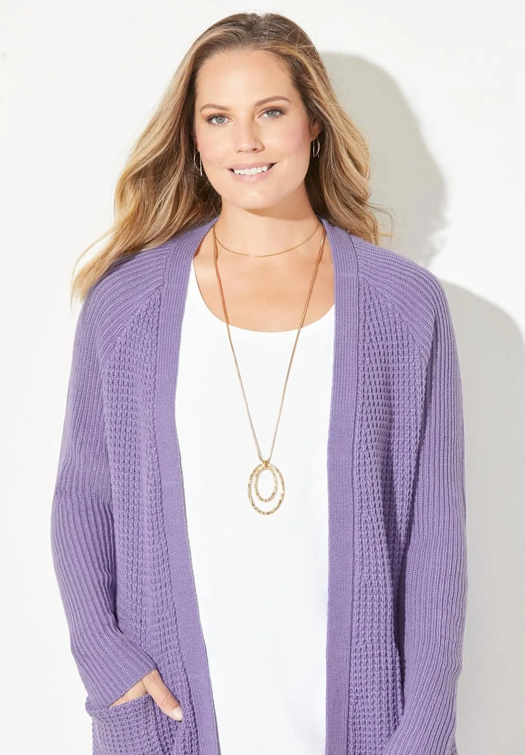 Catherines Women's Plus Size Daydream Waffle Knit Sweater