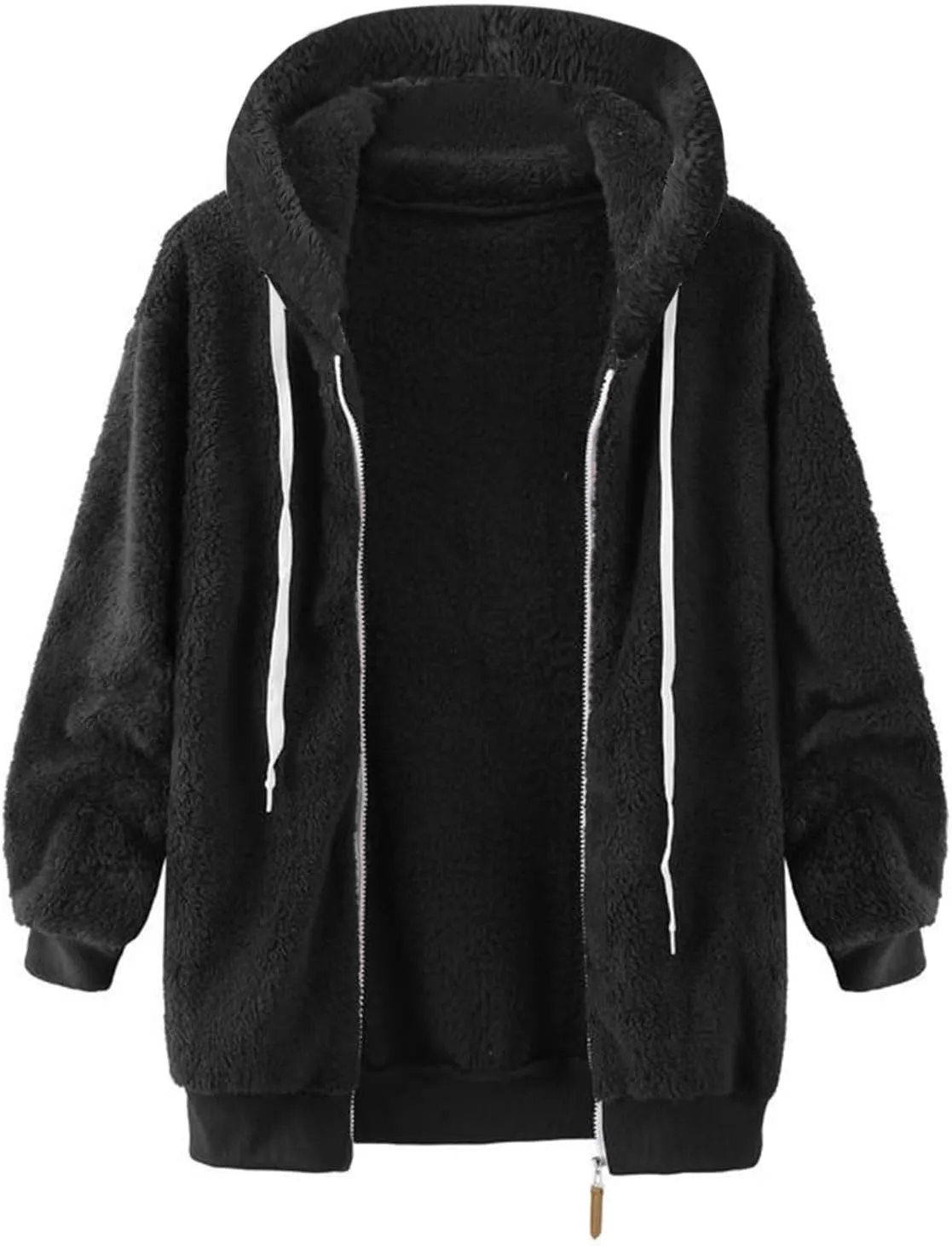 Cbcbtwo Fuzzy Fleece Jacket for Women 2025 Plus Size Warm Winter Coats Fluffy Sherpa Hoodie Zip up Casual Cardigan Outerwear