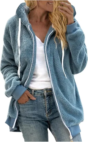 Cbcbtwo Fuzzy Fleece Jacket for Women 2025 Plus Size Warm Winter Coats Fluffy Sherpa Hoodie Zip up Casual Cardigan Outerwear