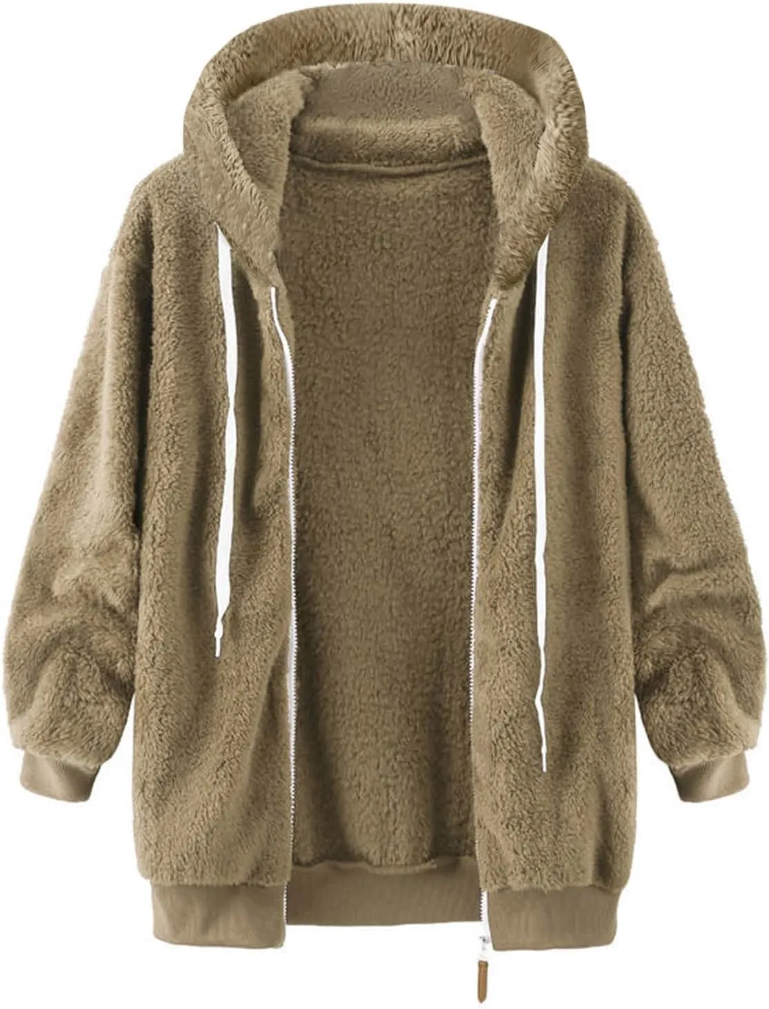 Cbcbtwo Fuzzy Fleece Jacket for Women 2025 Plus Size Warm Winter Coats Fluffy Sherpa Hoodie Zip up Casual Cardigan Outerwear