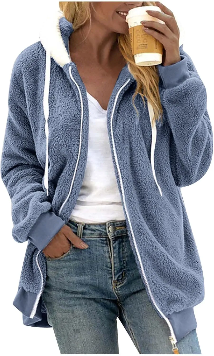 ChicCrate 2025 Womens Fuzzy Fleece Zip Up Jacket Sherpa Hoodies Winter Coats Trendy Warm Clothes Casual Pullover