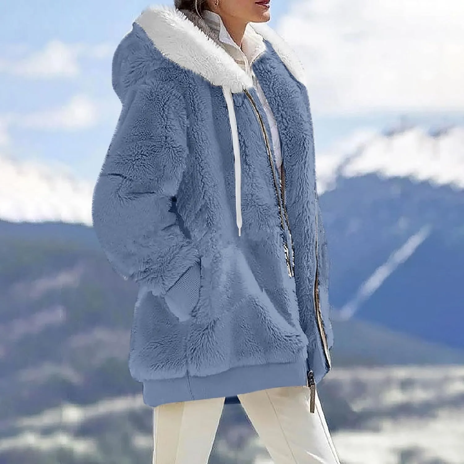 ChicCrate 2025 Womens Fuzzy Fleece Zip Up Jacket Sherpa Hoodies Winter Coats Trendy Warm Clothes Casual Pullover
