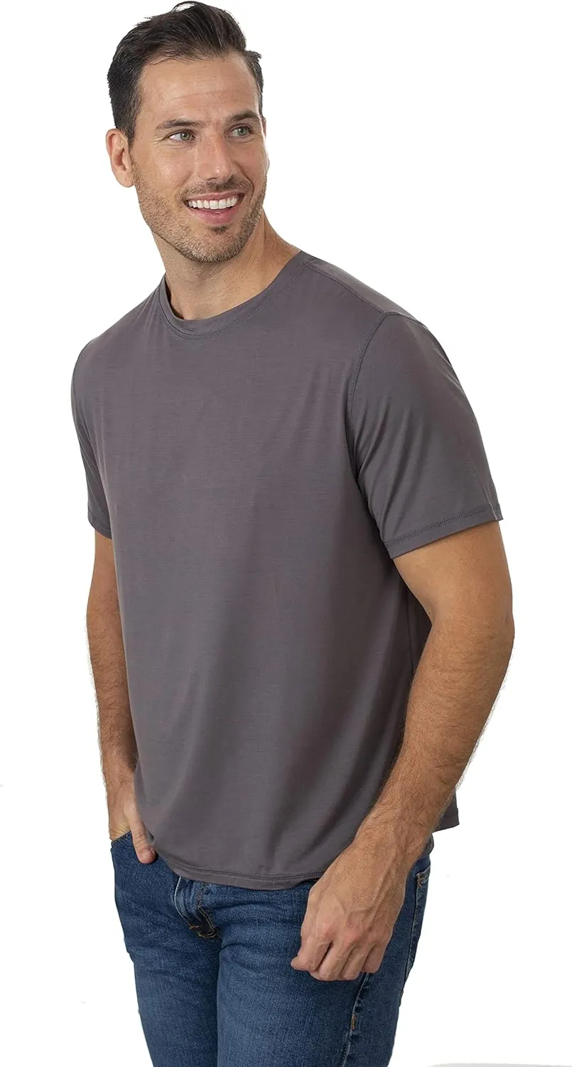 Chill Boys Soft Viscose from Bamboo T-Shirt for Men with Short Sleeve - Plain T-Shirt with Cool Performance and Crew Neck Tee