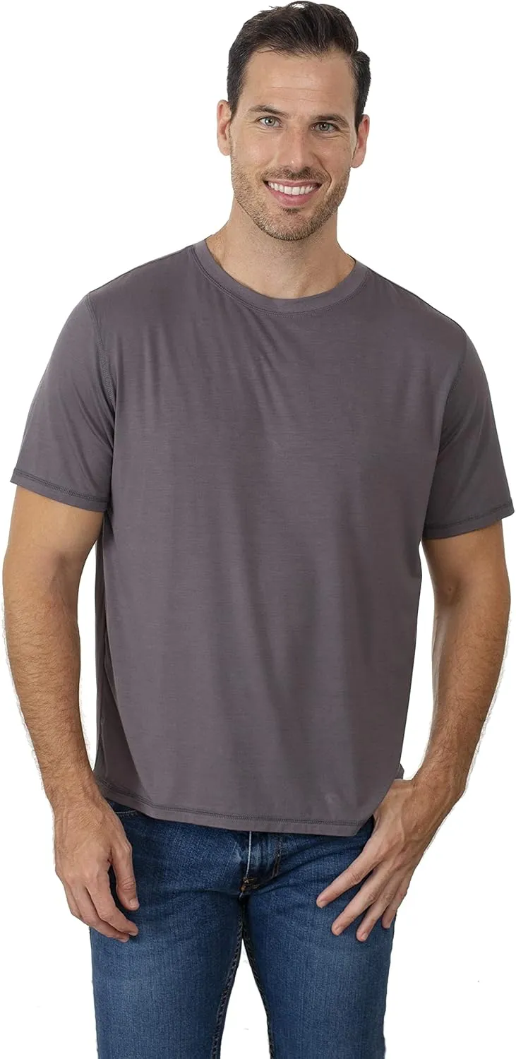 Chill Boys Soft Viscose from Bamboo T-Shirt for Men with Short Sleeve - Plain T-Shirt with Cool Performance and Crew Neck Tee