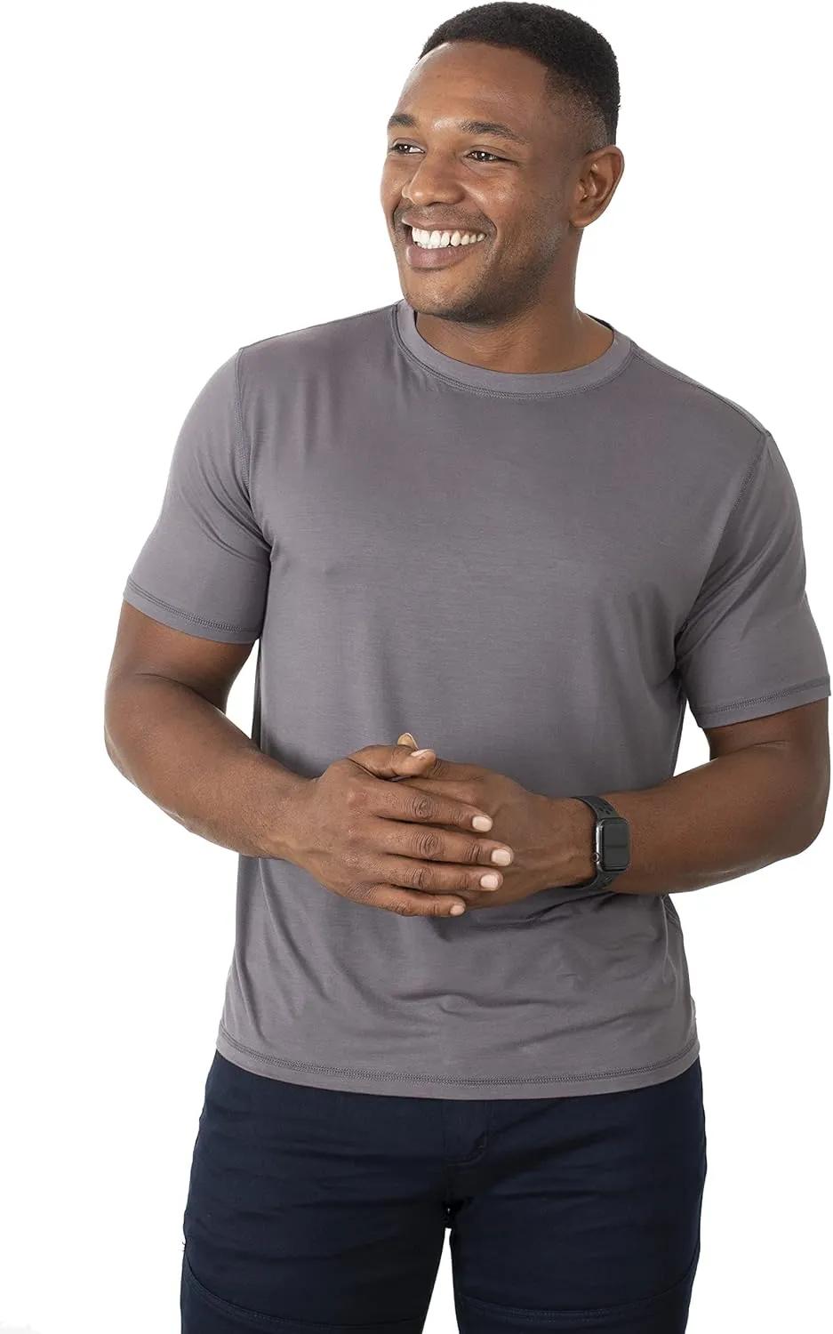 Chill Boys Soft Viscose from Bamboo T-Shirt for Men with Short Sleeve - Plain T-Shirt with Cool Performance and Crew Neck Tee