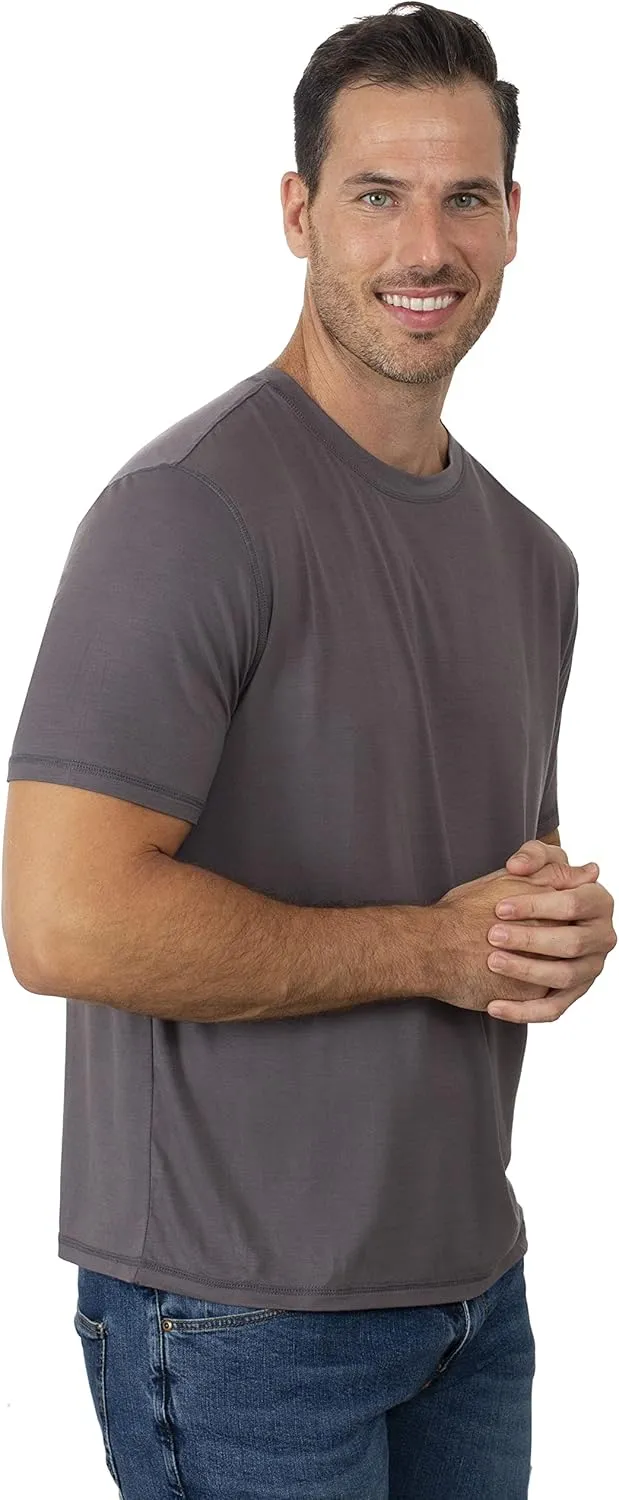 Chill Boys Soft Viscose from Bamboo T-Shirt for Men with Short Sleeve - Plain T-Shirt with Cool Performance and Crew Neck Tee