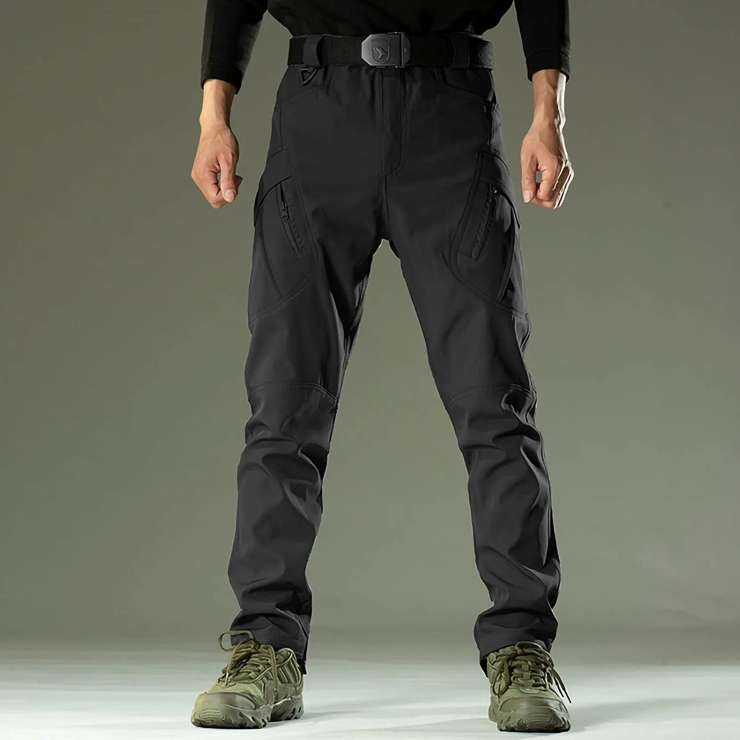 Chino Pants for Men Winter Warm Hiking Training Cargo Pants Fleece Thicken Sweatpant Slim Fit Running Tapered Pants