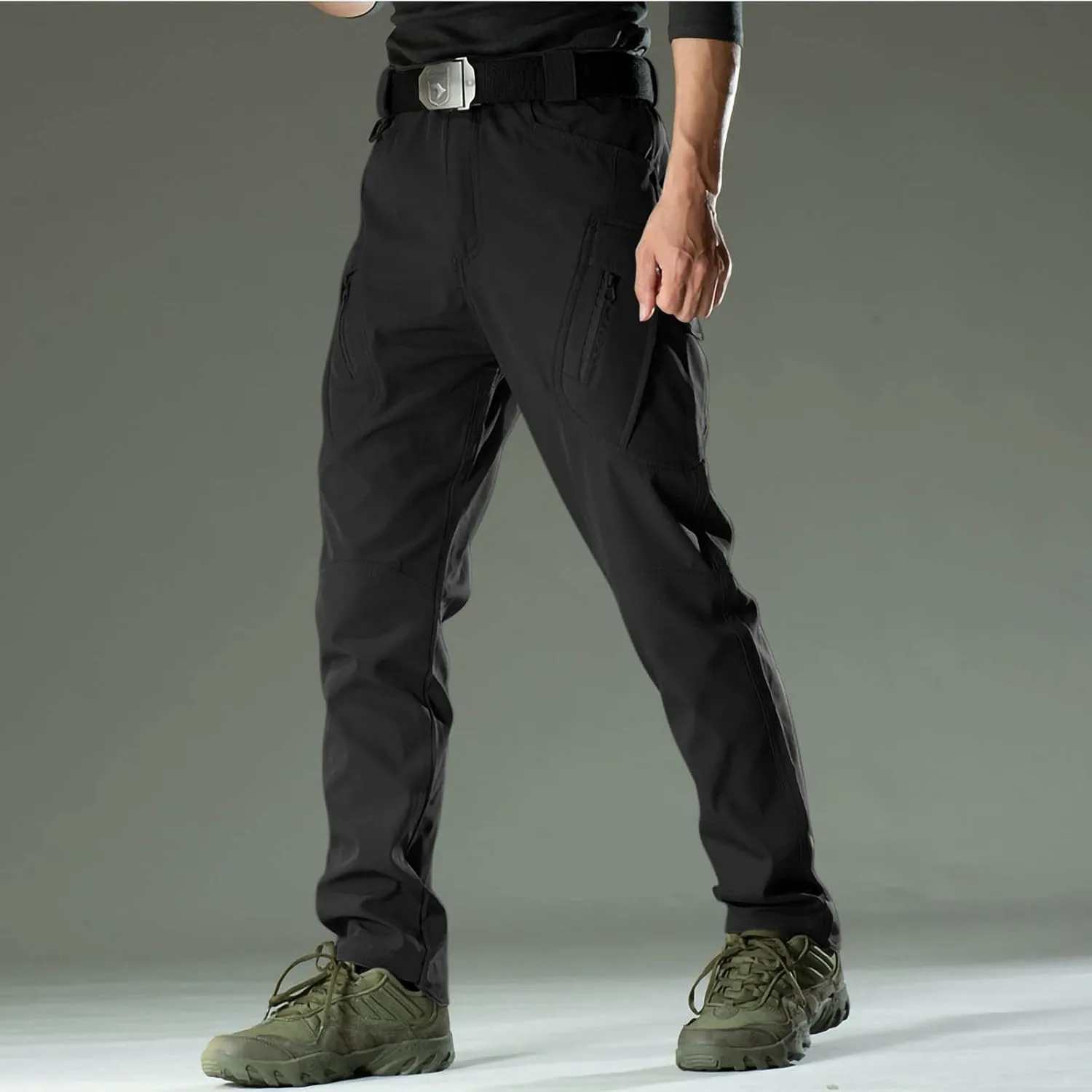 Chino Pants for Men Winter Warm Hiking Training Cargo Pants Fleece Thicken Sweatpant Slim Fit Running Tapered Pants