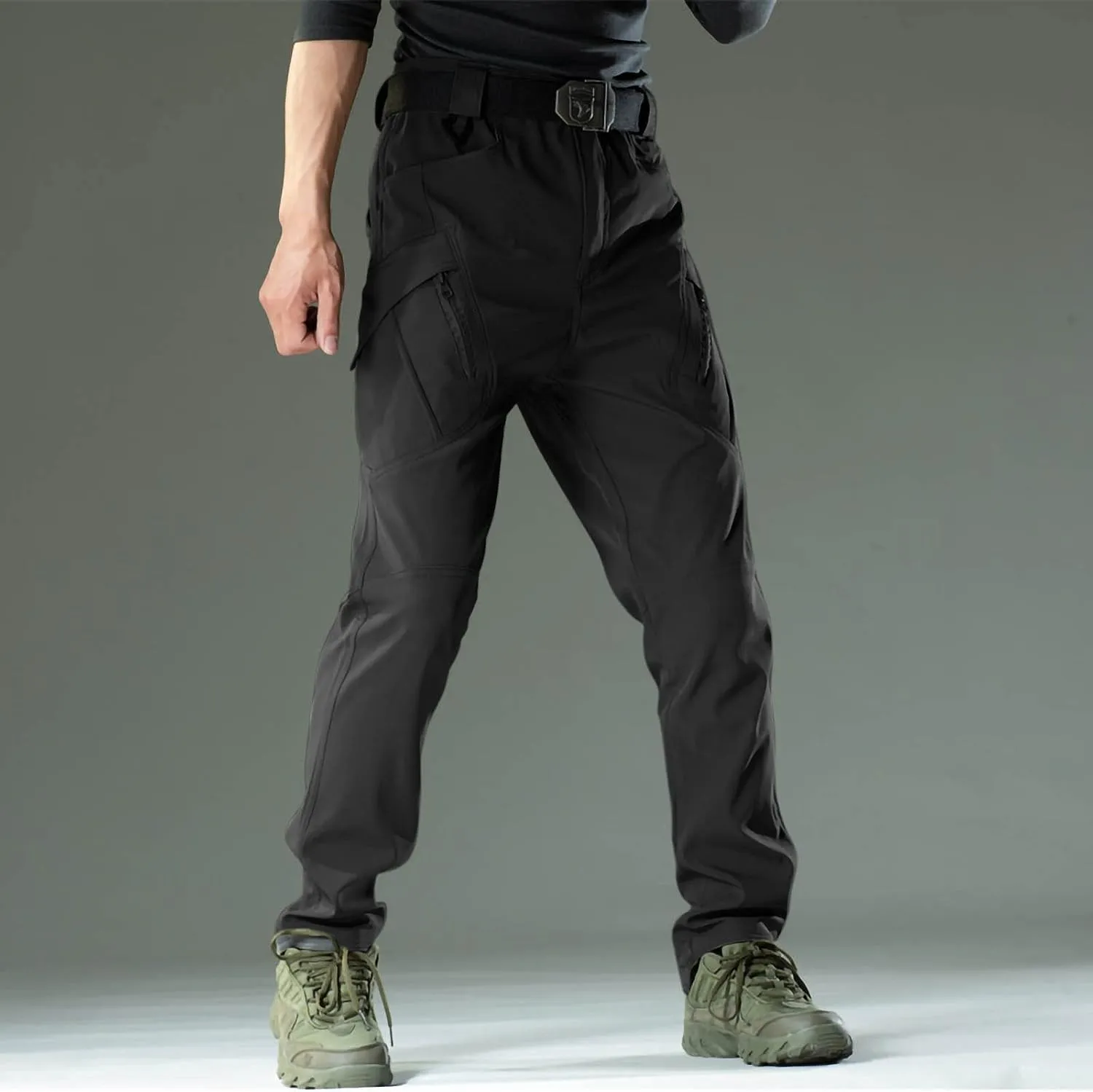 Chino Pants for Men Winter Warm Hiking Training Cargo Pants Fleece Thicken Sweatpant Slim Fit Running Tapered Pants
