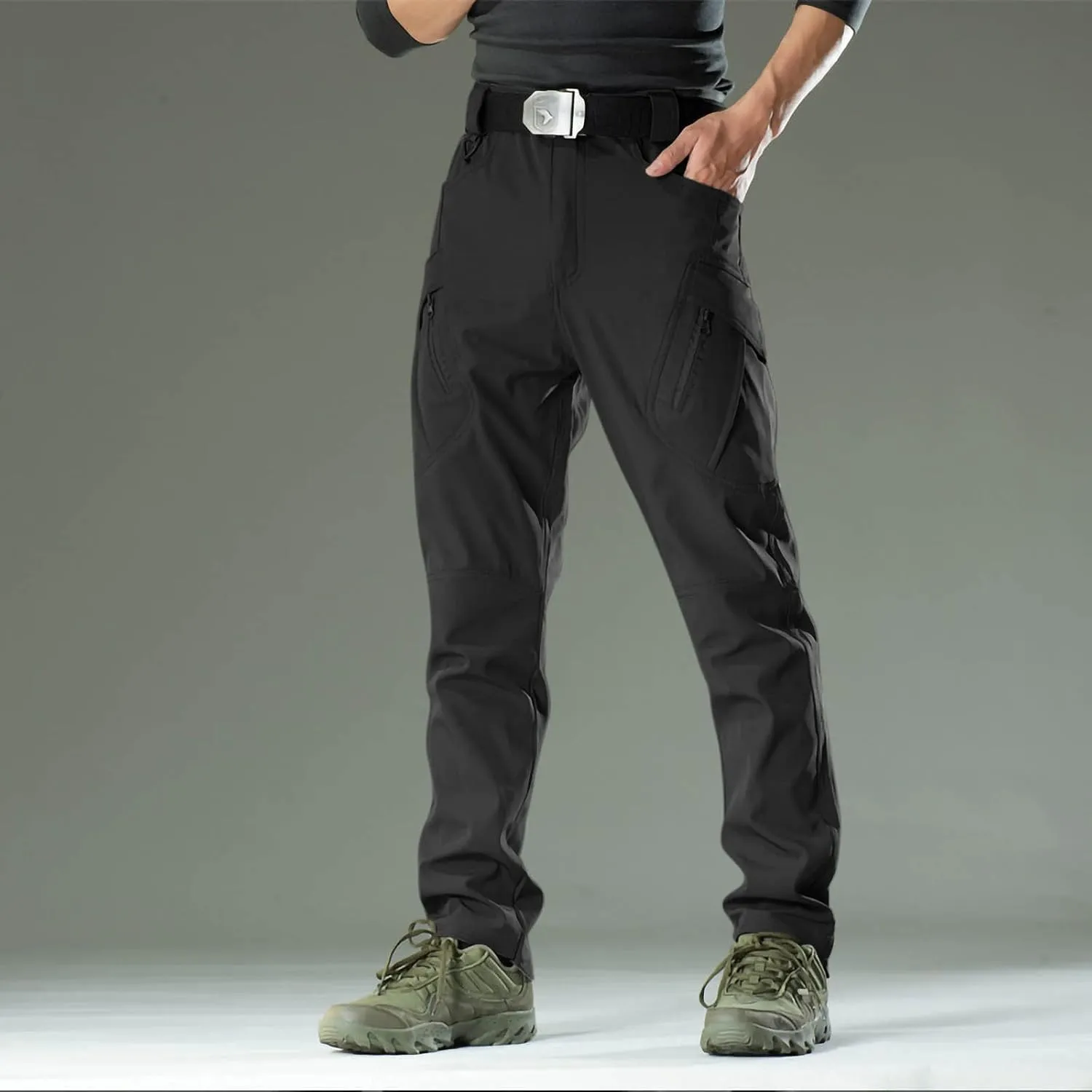 Chino Pants for Men Winter Warm Hiking Training Cargo Pants Fleece Thicken Sweatpant Slim Fit Running Tapered Pants