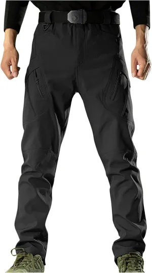 Chino Pants for Men Winter Warm Hiking Training Cargo Pants Fleece Thicken Sweatpant Slim Fit Running Tapered Pants