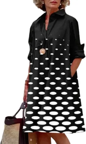 Costaric Womens Cotton Linen Shirt Dress Long Sleeve Button Down V Neck Loose Fit Casual Shirt Dresses with Pockets