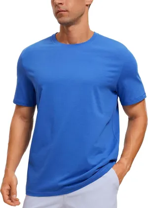 CRZ YOGA Men's Cotton Polyester Short Sleeve T-Shirt Classic Fit Casual Workout Tops Soft Premium Tee