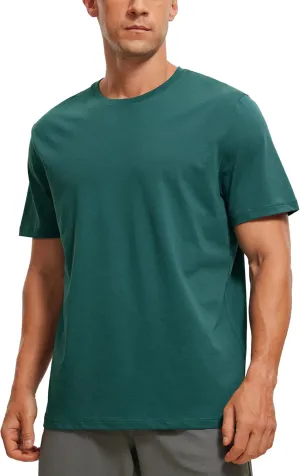 CRZ YOGA Men's Cotton Polyester Short Sleeve T-Shirt Classic Fit Casual Workout Tops Soft Premium Tee