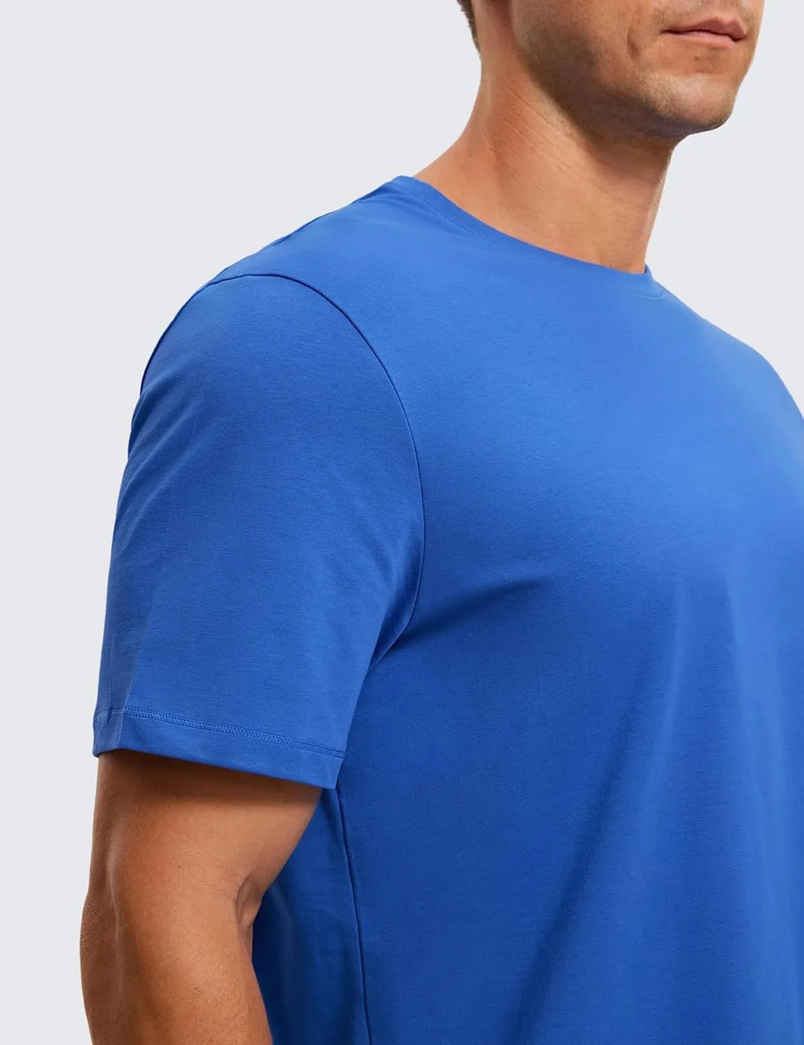 CRZ YOGA Men's Cotton Polyester Short Sleeve T-Shirt Classic Fit Casual Workout Tops Soft Premium Tee