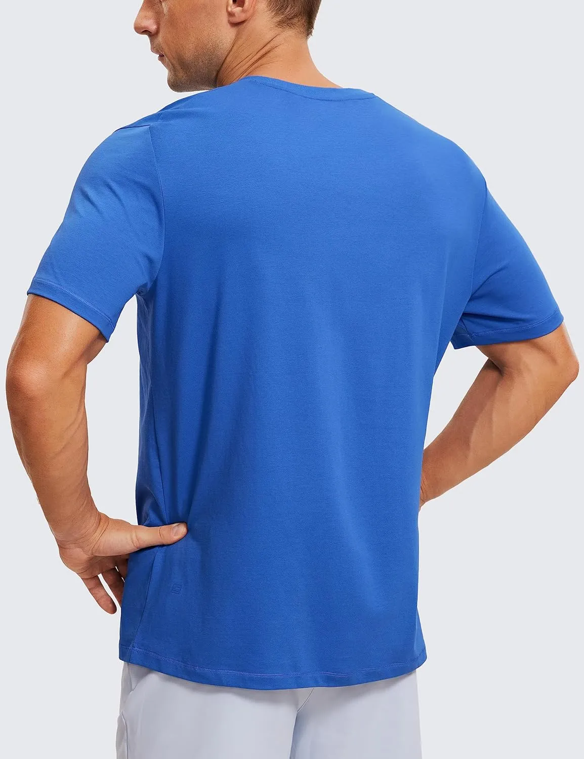 CRZ YOGA Men's Cotton Polyester Short Sleeve T-Shirt Classic Fit Casual Workout Tops Soft Premium Tee