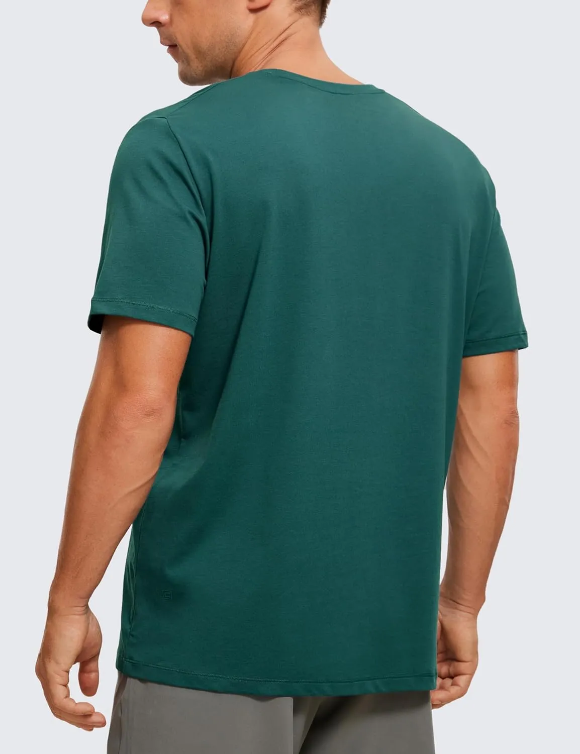 CRZ YOGA Men's Cotton Polyester Short Sleeve T-Shirt Classic Fit Casual Workout Tops Soft Premium Tee