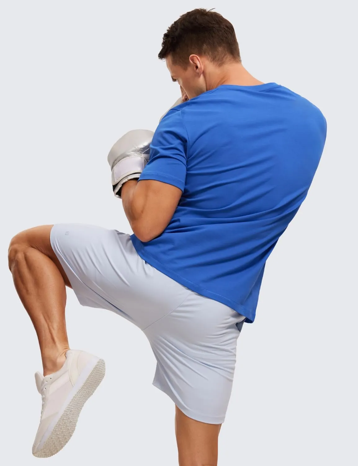 CRZ YOGA Men's Cotton Polyester Short Sleeve T-Shirt Classic Fit Casual Workout Tops Soft Premium Tee
