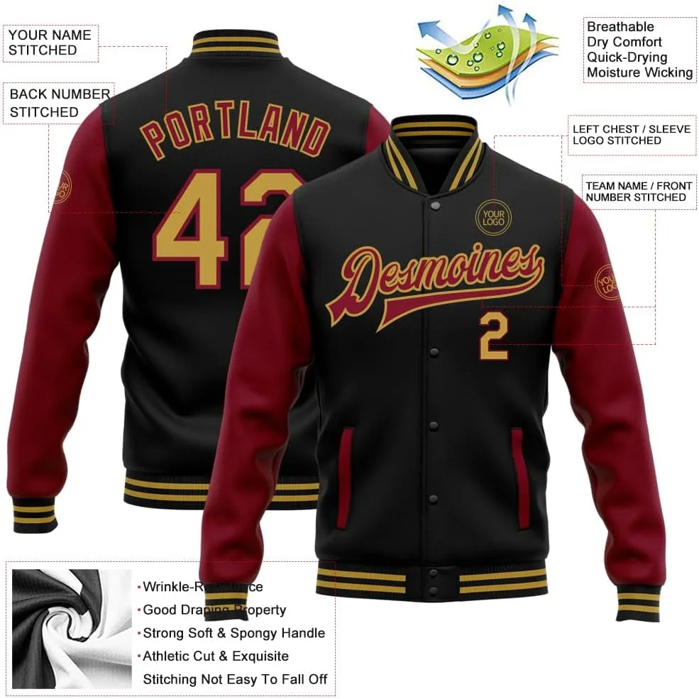 Custom Men Varsity Leather Sleeve Jacket Personalized Baseball Letterman Jackets Unisex Coats Stitched Name Number