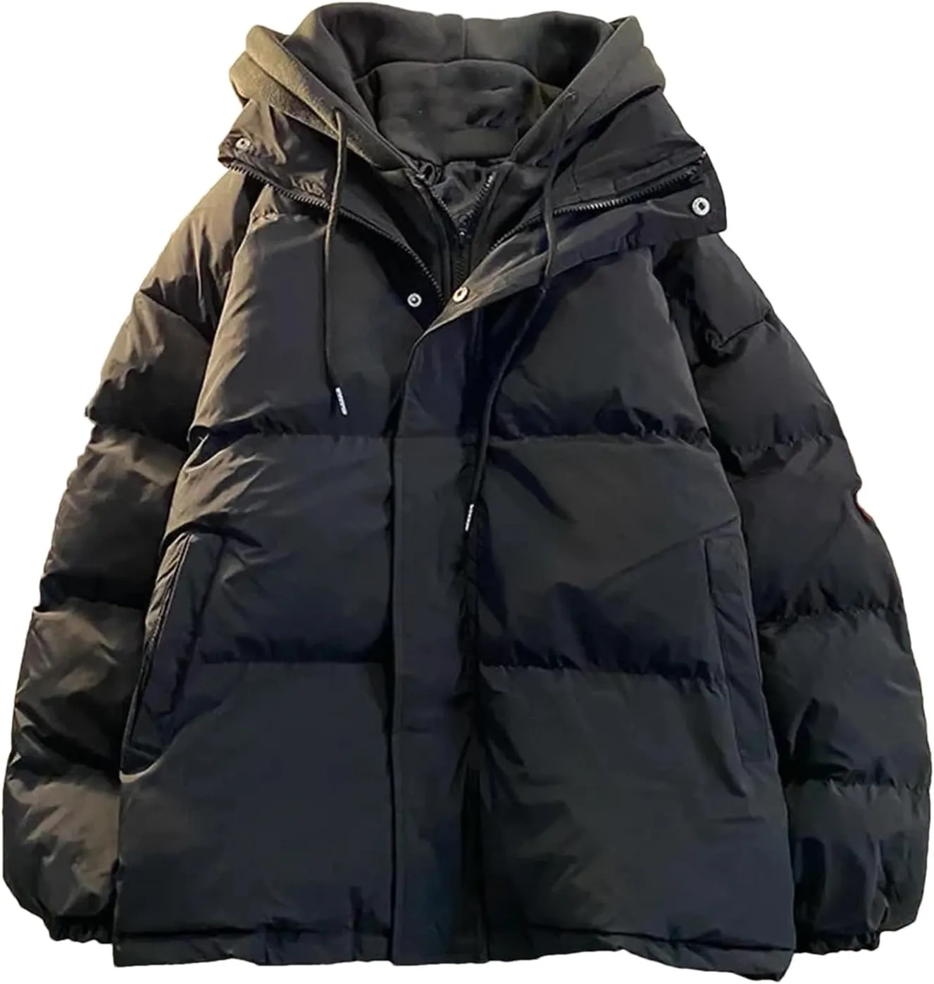 Dcvmvmn Men Loose Thickening Warm Down Jacket Couple Fake Two Cotton-Padded Puffer Coat