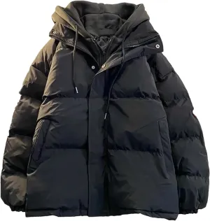 Dcvmvmn Men Loose Thickening Warm Down Jacket Couple Fake Two Cotton-Padded Puffer Coat